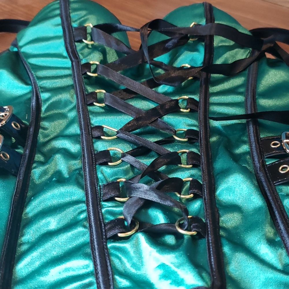 Body Rage Green Corset - Picture 2 of 5
